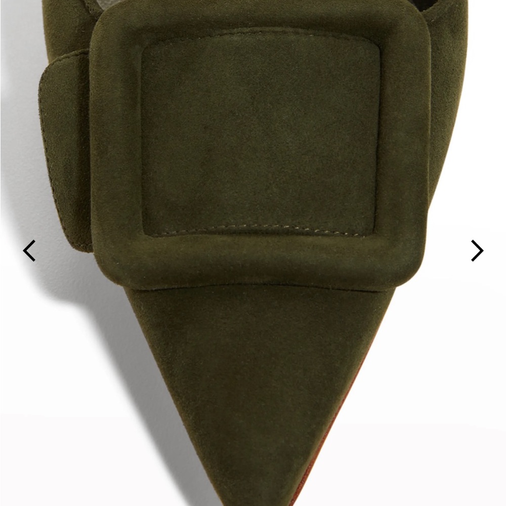 Manolo Blahnik Olive Green Slingback Kitten Heel Pumps - Picture 3 of 7
